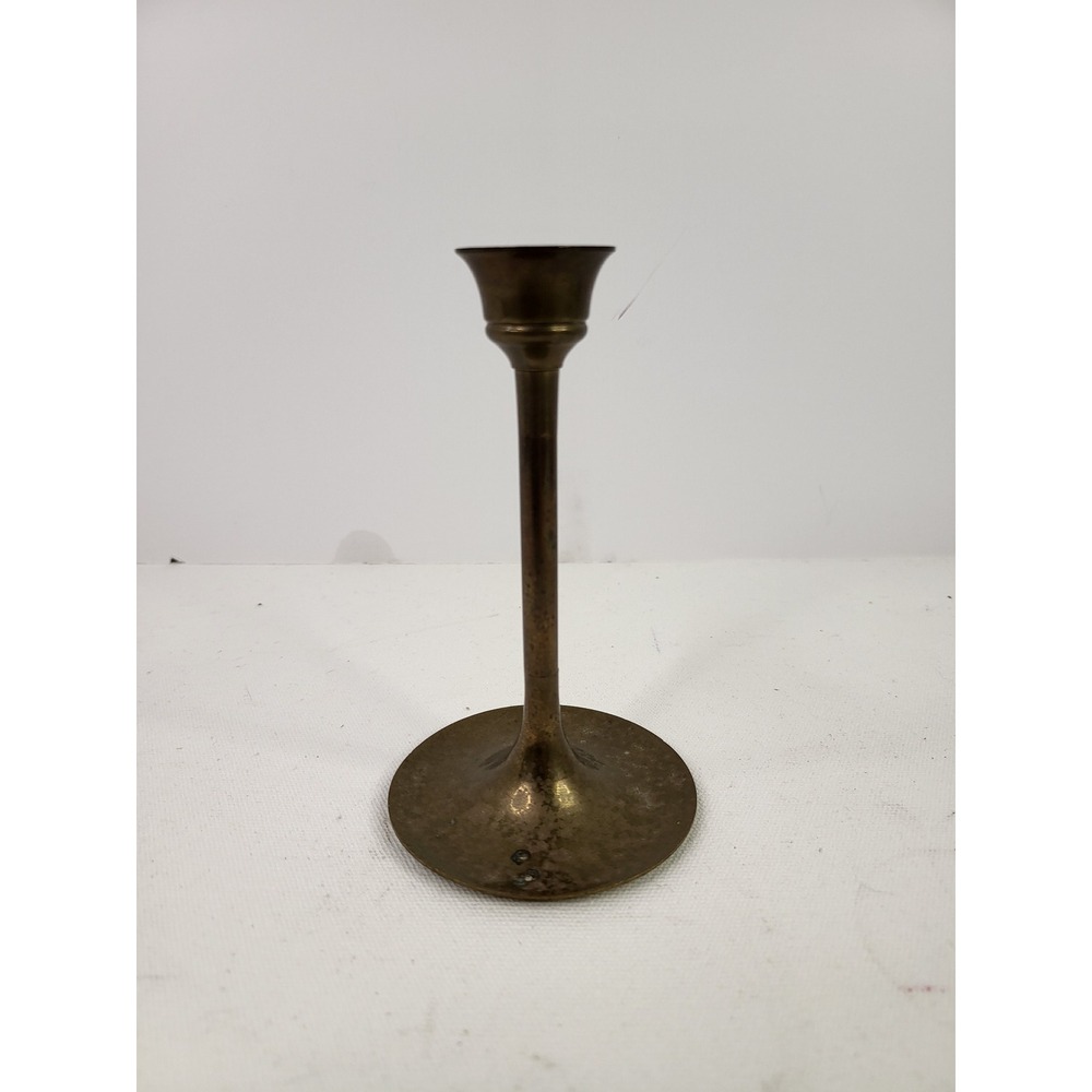Vintage Brass Candlestick Holder Made in Taiwan Aged Patina 5.25 Inch Taper